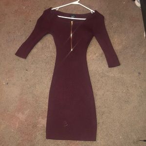 Burgundy Tight Fitted Dress